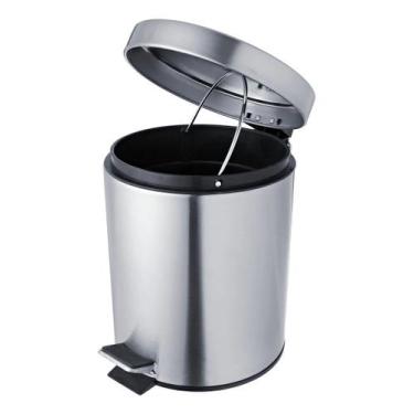 Imagem de Lixeira Banheiro Prata 5l 26x20cm Aco - Brazil Home Living