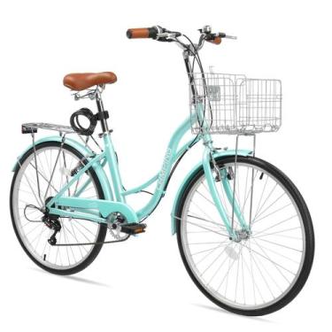 Imagem de Bicicleta Ktaxon Beach Cruiser Feminina 26" Aço 7 Marchas