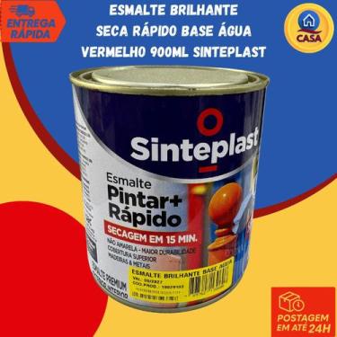 Imagem de Tinta Esmalte Sintético Brilhante Seca Rápido base Água Vermelho 900ml