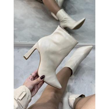 Imagem de Bota Feminina Louise Cano Curto Off-white em Couro Legítimo - Cadência