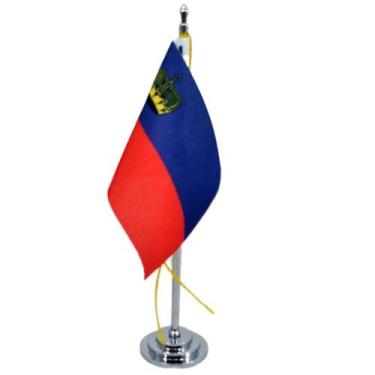 Imagem de Mini Bandeira De Mesa De Liectenstein Poliéster 15 Cm (mastro) - SP Ba