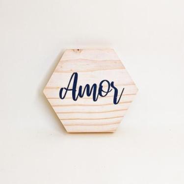 Imagem de Tábua mini hexágono Amor - Casa Quintal Etc e Tal