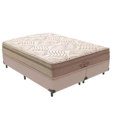 Imagem de Cama Box Bege e Colchão Los Angeles Molas Ensacadas Queen V-Store 158x