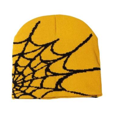Imagem de Gorro Unissex Quente De Tricô Com Design De Teia De Aranha, Estilo Y2K