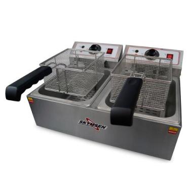 Imagem de Fritadeira Elétrica Inox de Mesa Óleo 2x 2000W FED-20-N Skymsen Capaci