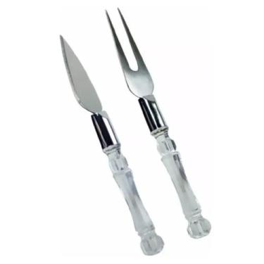 Imagem de Conjunto para Queijo Inox 2 Peças Faca e Garfo - Design Elegante 2PC I