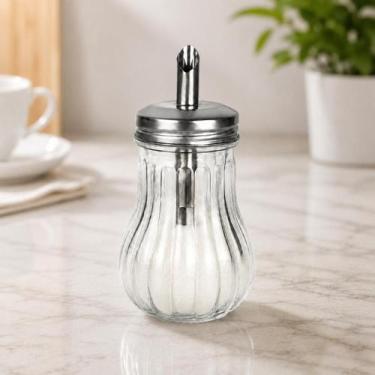 Imagem de Açucareiro Vidro 210ml com Dosador e Tampa Inox para Café - KeHome