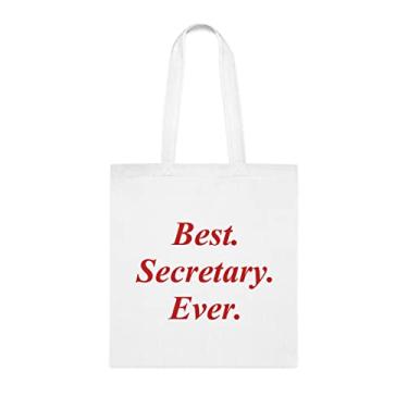 Imagem de Bolsa Tote Secretária, Bolsa Best Secretary Ever (Best Secretary Team), Presente para Secretária, Bolsa de Ombro Secretária, Bolsas Reutilizáveis, Ideia de Presente de Cesta de Aniversário, Branco