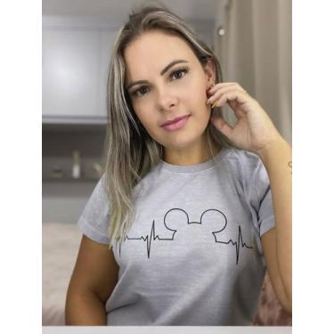 Imagem de Camiseta Tshirt Mickey Feminina Algodão Estonada Colorida Plus Size -