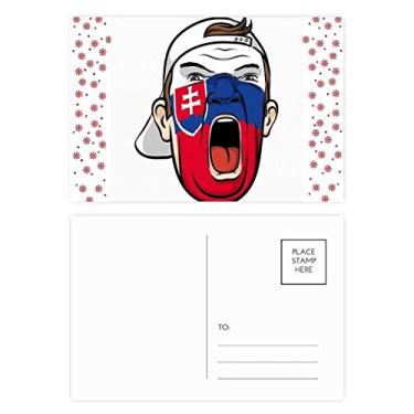 Imagem de Bandeira da Eslováquia pintura facial boné de maquiagem Natal flor celebração cartão postal bênção cartão postal cartão postal
