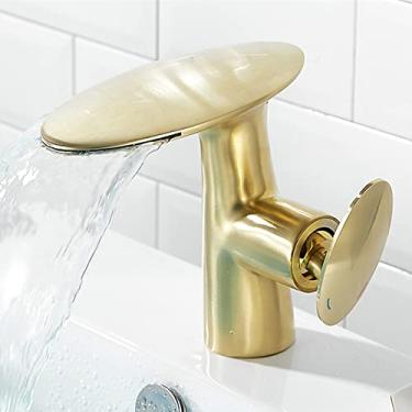 Imagem de Torneira de banheiro em cascata Torneiras de lavatório quentes e frias de latão branco preto cromado Torneira de hardware doméstico de alça única, SLT170, G