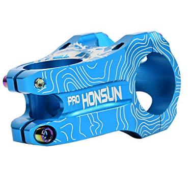 Imagem de Haste de bicicleta 31,8 mm haste curta mountain bike hastes 45 mm alumínio guidão haste elevação para a maioria das bicicletas, bicicleta de estrada, mountain bike, acessórios de guidão de ciclismo (azul)
