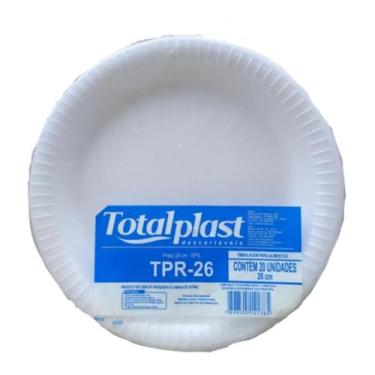 Imagem de 100 Prato Isopor Descartável Refeição 26cm C/ 100 Un - Totalplast