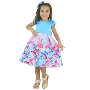 Imagem de Vestido Infantil Borboletas Rosas E Azuis, Florista Casamento - Modern