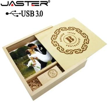 Imagem de JASTER-Álbum De Fotos De Madeira Com Caixa De Presente  USB 3.0  Flash Drive  Pendrive  Presente De