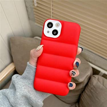 Imagem de Luxo Matte The Puffer Case para iPhone 11 12 13 14 Pro XS Max X XR Plus Down Jacket Mobile Phone Shell Soft TPU Silicone, vermelho, para iPhone 13 Mini