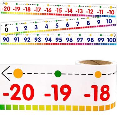 Imagem de Jogo de decoração de sala de aula com borda de quadro de avisos Number Line - 20 a 100 rolos de 91 m 1 para aulas de matemática