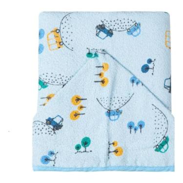 Imagem de Toalha De Banho Infantil Felpuda Com Capuz Seca Rápido 90x70 Enxoval Bebê Menino
