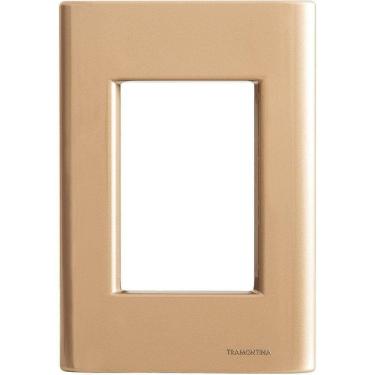 Imagem de Placa 3 Postos 4x2 Tramontina Giz Ouro Metalizado Sem Suporte Tramontina