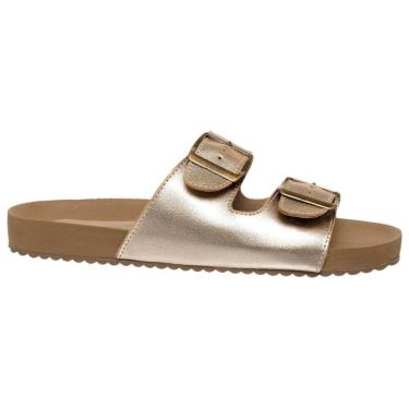 Imagem de Sandália Flat Rasteira Chinelo Feminino Sensação Do Momento Birken Ouro