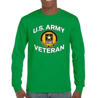Imagem de Camiseta de manga comprida Soldado Veterano do Exército dos EUA para a Vida Orgulho Militar DD 214 Patriotic Armed Forces Gear Licenciado, Verde, 3G
