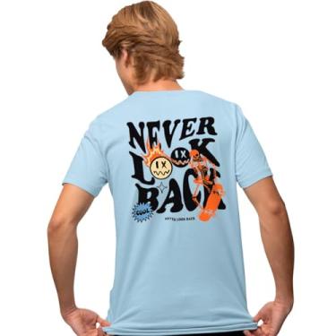 Imagem de Camisa Camiseta Genuine Grit Masculina Estampada Algodão 30.1 Never Look Back - P - Azul Bebe