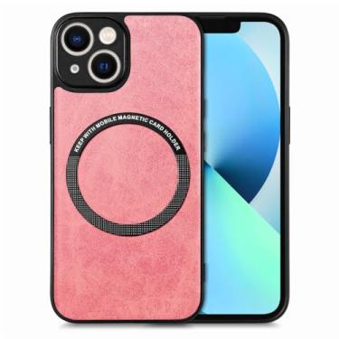 Imagem de Capa de couro para iPhone 7 8 Capa magnética para carregador sem fio para iPhone 13 12 11 14 Pro Max Mini X XS XR 6 7 8 6s Plus, rosa vermelha, para iPhone 13