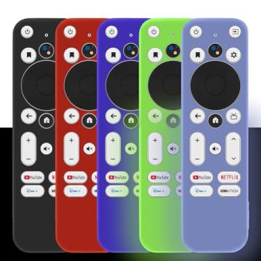 Imagem de Pacote com 5 capas para controle remoto Onn Android Voice TV, capa à prova de choque para Onn TV 4K UHD Stick TV Box 100024646 100026240, leve, antiderrapante e não irrita a pele