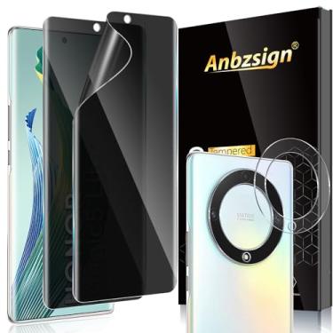 Imagem de Anbzsign [Pacote com 2+2 para Honor Magic 5 Lite/X9a Protetor de Tela de Privacidade e Protetor de Lente de Câmera, Anti-Spy True 28° Proteção de Privacidade Proteção Adesiva 3D Hot Edge