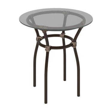 Imagem de Mesa Centro Jardim 50cm Vidro Junco Cr8004 Café