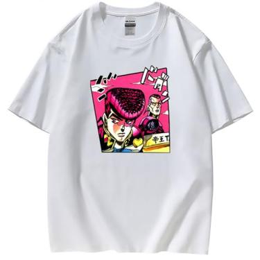 Imagem de Camiseta JoJo Bizarre Adventure Unissex Manga Curta 100% Algodão Killer Queen Cosplay Plus Size 5GG Anime Merch, Josuke branco, G