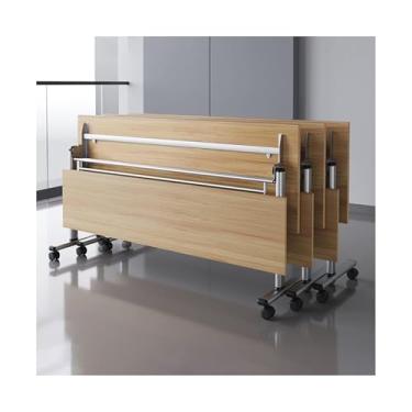 Imagem de Folding conference table 3 pces mesa de conferência dobrável escritório sala de reuniões flip top mesa de madeira, mesa de computador móvel para sala de reuniões(Yellow,70.9x19.7x29.5in)