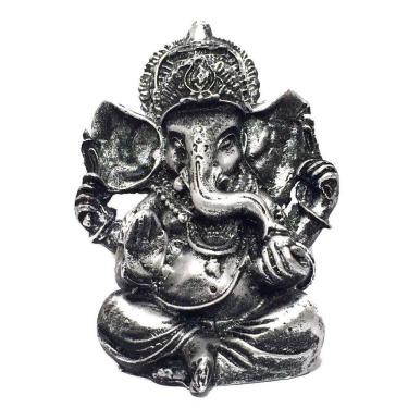 Imagem de Estátua De Ganesha Prateado Pequeno Resina 10Cm