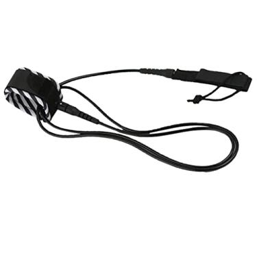 Imagem de Luzhengyang Trela forte para prancha de surf 1,8 m - 3,7 m corda dupla giratória para prancha de SUP Stand Up Paddle e surfe, punho de neoprene confortável no tornozelo, materiais TPU - preto 3 m