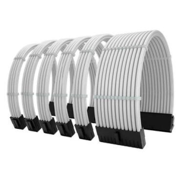 Imagem de Kit 6 cabo sleeved branco extensor fonte 1-atx 2-cpu 3-gpu - Qingsea