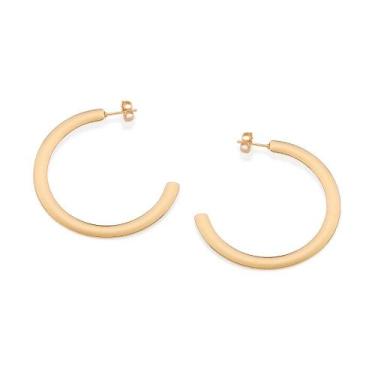 Imagem de Brincos rommanel banhado ouro 18k feminino meia argola abaulada 527369