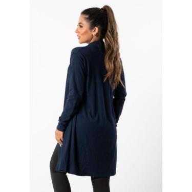 Imagem de Cardigan Feminino Canelado Kimono Manga Longa - blees, Azul marinho, G