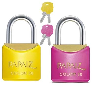 Imagem de Cadeado Pequeno 20Mm Haste Curta Latão Com Chave Colors 2 Un - Papaiz