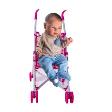 Imagem de Boneco Reborn Menino Com Carrinho Meninas 4 5 6 7 Anos - DM Toys e Mil