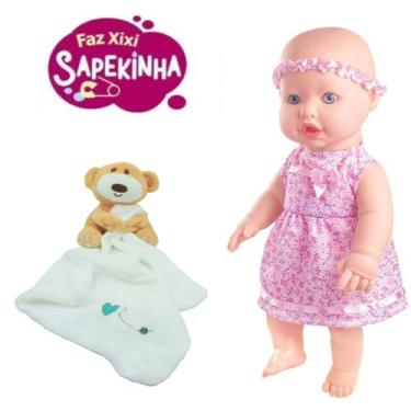 Imagem de Kit Boneca Menina Faz Xixi Sapeka Com Naninha de Pelucia - Milk Brinqu