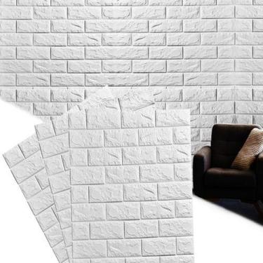 Imagem de Papel de Parede Tijolinho 3d branco decoração casa adesivo - Amigold