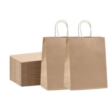 Imagem de Pacote C/ 50 Unidade Sacola Kraft Pardo Pequeno (21,5x15x8) - T10OFFIC