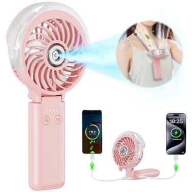 Imagem de HandFan Ventilador de nebulização portátil atualizado de 5200 mAh, ventilador pessoal Mister, ventiladores de névoa de água em spray recarregável por USB, mini ventiladores elétricos de refrigeração