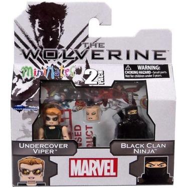 Imagem de Marvel Minimates The Wolverine Series 52, pacote com 2 mini bonecos Viper Undercover e Ninja do Clã Preto