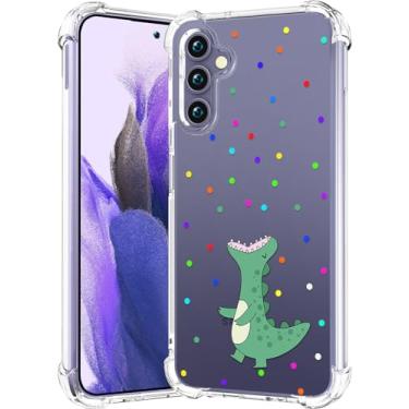 Imagem de CCFUNCASE Compatível com Samsung Galaxy S24 / S25 Capa transparente fofa para mulheres - Capas de telefone robustas Funda Capa protetora (animal dinossauro verde)