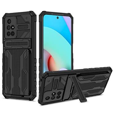 Imagem de Bohefo Capa para Redmi 10, Capa para Redmi 10 Prime/Redmi 10 2022 com carteira e porta-cartões destacável, suporte integrado à prova de choque, capa protetora para celular para Xiaomi Redmi 10 preta