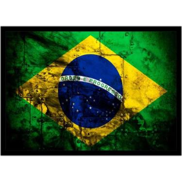 Imagem de Quadro Decorativo Bandeira Do Brasil Abstrato Emblema País Salas Lojas
