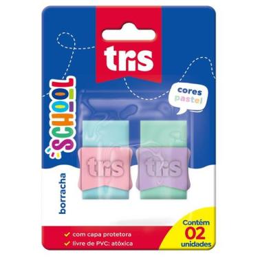 Imagem de Borrachas Escolar School Cor Pastel Blister 2 Unidades Tris