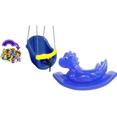 Imagem de Kit Playground Meninos e meninas Balanço com Cinto e Trava e Dinossaur