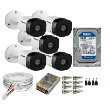 Imagem de Kit 5 Câmeras Segurança VHC 1120B Hd 720 bullet Intelbras + cabos cone